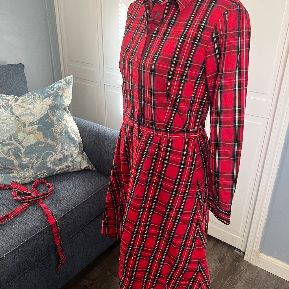 J CREW Red Tartan Plaid Dress - Picture 2 of 8